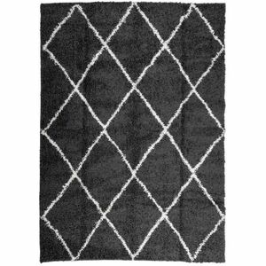 vidaXL PAMPLONA fekete és krém bolyhos modern szőnyeg 200 x 280 cm kép