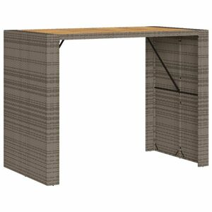 vidaXL szürke polyrattan akácfa lapos kerti asztal 145 x 80 x 110 cm kép