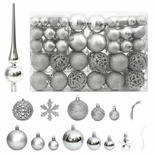 vidaXL 111 részes ezüst polisztirol karácsonyi gömb szett kép