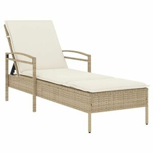 vidaXL bézs polyrattan napozóágy párnával 63x200x81 cm kép