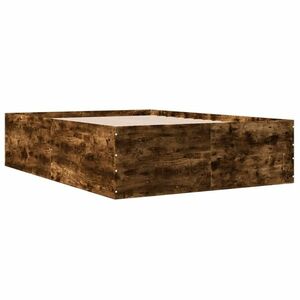 vidaXL füstös tölgyszínű szerelt fa ágykeret 140 x 200 cm kép