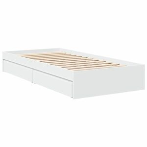 vidaXL fehér szerelt fa ágykeret fiókokkal 75x190 cm kép