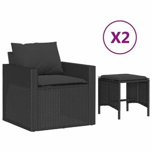 vidaXL 4 részes fekete polyrattan kerti ülőgarnitúra párnákkal kép