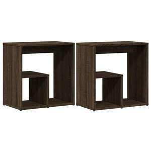 vidaXL 2 db barna tölgyszínű szerelt fa kisasztal 50x30x50 cm kép