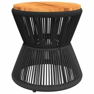 vidaXL fekete tömör akácfa dohányzóasztal drót aljjal Ø 45x44 cm kép