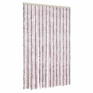 vidaXL ezüstszürke és rózsaszín zsenília rovarfüggöny 118x220 cm kép