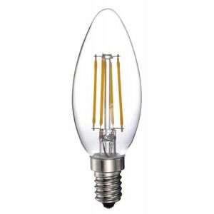 LED gyertya égő Filament 4W E14 MelegFehér/2700 K, 430 lumen átlátszó búra 2év garancia kép