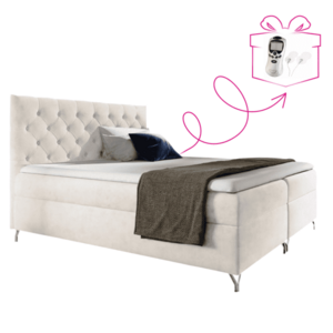 Boxspring ágy, 160x200, fehér Velvet szövet, GULIETTE + ajándék kép