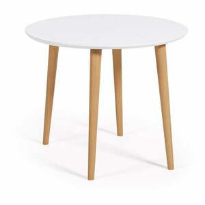Fehér kerek bővíthető étkezőasztal fehér asztallappal ø 90 cm Oqui – Kave Home kép