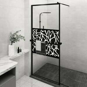 vidaXL fekete ESG üveg és alumínium zuhanyfal polccal 90 x 195 cm kép
