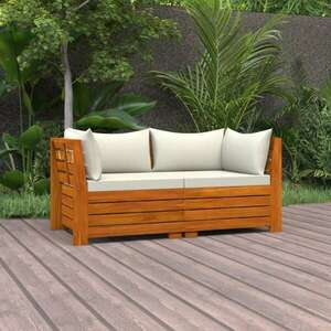 vidaXL 2 személyes tömör akácfa kerti kanapé párnával kép
