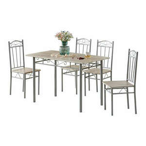 Étkezőasztal szett 4 db székkel szürke BC FUR-101-160S kép