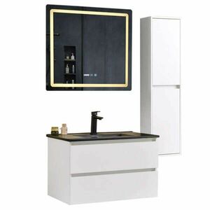 HD HongKong White 80 komplett fürdőszoba bútor szett fali mosdósz... kép
