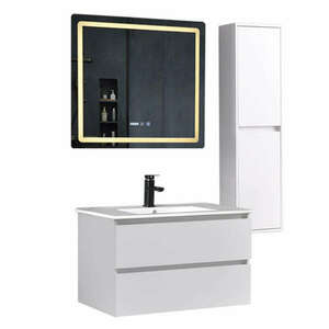HD HongKong White 80 komplett fürdőszoba bútor szett fali mosdósz... kép