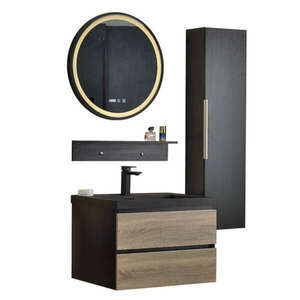 HD BlackWood 80 komplett fürdőszoba bútor szett fali mosdószekrén... kép