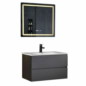 HD HongKong Antracit 80 komplett fürdőszoba bútor fali mosdószekr... kép