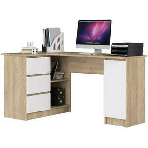 Sarok íróasztal Akord Furniture, 155 cm, sonoma tölgy - fehér, bal kép