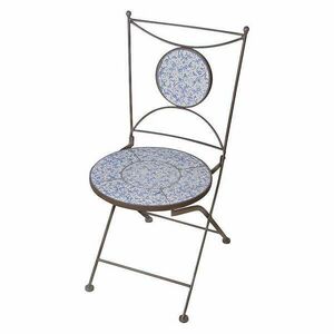 Mediterrán stílusú kerámia összecsukható szék, kék fehér mintás kép