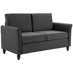 2 személyes kanapé, 141 x 65 x 78 cm, Ágynemű / hab / fa, sötétszürke kép
