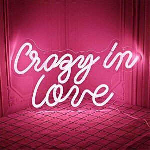 Wanxing Egyedi "Crazy In Love" Feliratú LED Neon Világítás 42x24cm kép