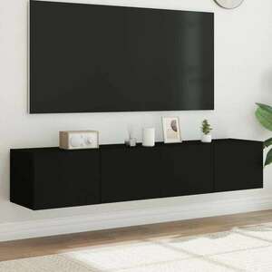vidaXL 2 db fekete falra szerelhető TV-szekrény LED-del 80x35x31 cm kép