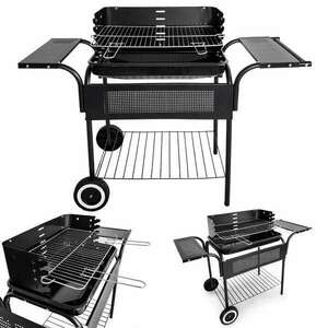 Kerti grill, fém polcok, állítható rács, kerekek | SL5636T kép