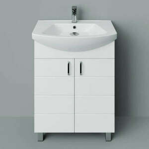 HD MART 65 cm széles álló fürdőszobai mosdószekrény, fényes fehér... kép