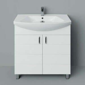 HD MART 75 cm széles álló fürdőszobai mosdószekrény, fényes fehér... kép