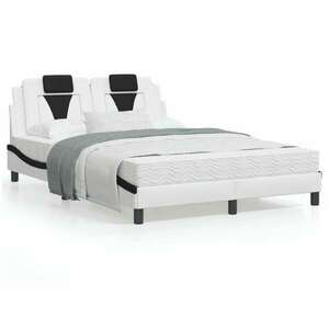 vidaXL fekete és fehér műbőr ágy matraccal 120 x 200 cm kép