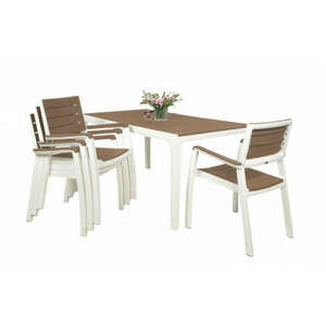Keter Harmony kerti bútor szett, asztal + 4 szék, fehér / cappuccino kép