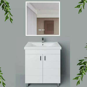 HD HÉRA 85 cm széles álló fürdőszobai mosdószekrény, fényes fehér... kép