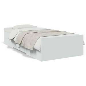 vidaXL fehér szerelt fa ágykeret fiókokkal 90 x 200 cm kép