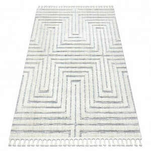 Szőnyeg SEVILLA Z788A labirintus, görög fehér / szürke Rojt Berber shaggy 180x270 cm kép