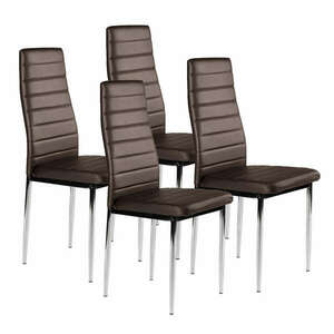Krzesła z ekoskóry do salonu i jadalni 4szt. chromowane nogi brąz kép