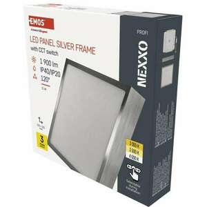 EMOS LED felületi lámpatest NEXXO, négyzet, ezüst, 21W, CCT kép