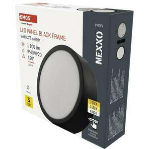 EMOS LED felületi lámpatest NEXXO, kerek, fekete, 12, 5W, CCT kép