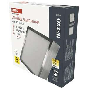 EMOS LED felületi lámpatest NEXXO, négyzet, ezüst, 12, 5W, CCT kép