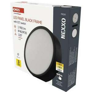EMOS LED felületi lámpatest NEXXO, kerek, fekete, 21W, CCT kép