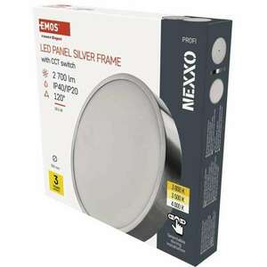 EMOS LED felületi lámpatest NEXXO, kerek, ezüst, 28, 5W, CCT kép