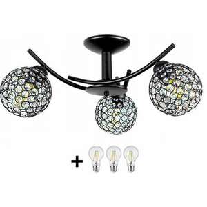 Crystal Ball mennyezeti lámpa fekete 3x E27 + ajándék LED izzó kép