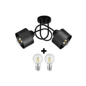Glimex LAVOR fix mennyezeti lámpa fekete 2x E27 + ajándék LED izzók kép