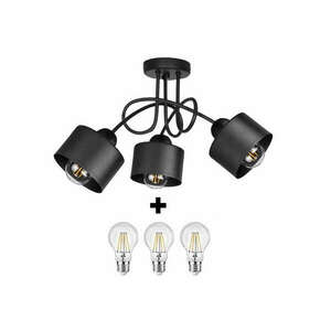 Glimex LAVOR fix mennyezeti lámpa fekete 3x E27 + ajándék LED izzók kép