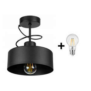 Glimex LAVOR MED fix mennyezeti lámpa fekete 1x E27 + ajándék LED izzó kép