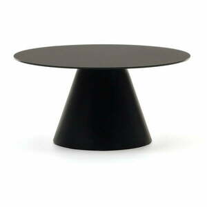 Fekete kerek dohányzóasztal üveg asztallappal ø 80 cm Wilshire – Kave Home kép