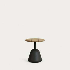 Fekete-natúr színű kerek dohányzóasztal akácfa asztallappal ø 43 cm Saura – Kave Home kép