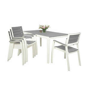 Keter Harmony kerti bútor szett, asztal + 4 szék fehér|világos szürke kép