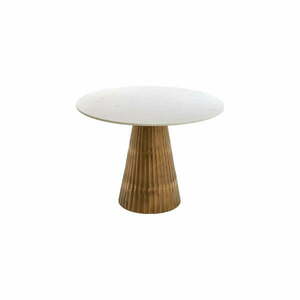 Fehér-bronzszínű kerek étkezőasztal márvány dekoros asztallappal ø 100 cm Leyda – Light & Living kép