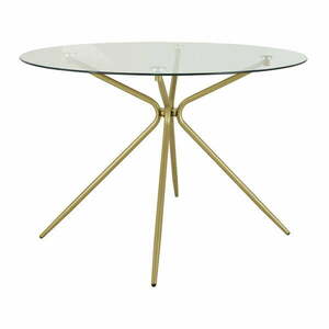 Aranyszínű kerek étkezőasztal üveg asztallappal ø 110 cm Silvie – Støraa kép