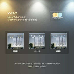 V-TAC 11W flexibilis fénycső 48V mágneses Smart sínhez, CCT, 1 mé... kép
