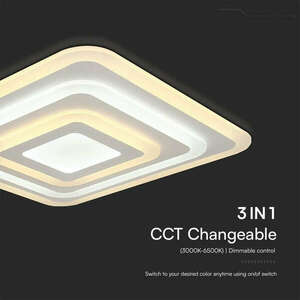 V-TAC 77W dekoratív szögletes mennyezeti lámpa, fényerőszabályozh... kép